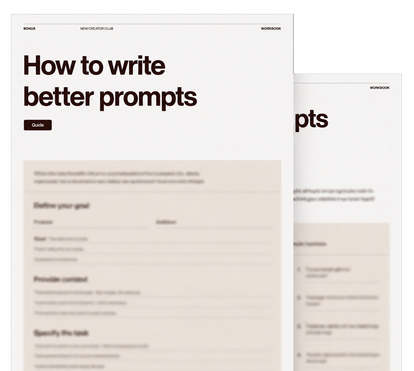 How to write better prompts workbook and practice pages