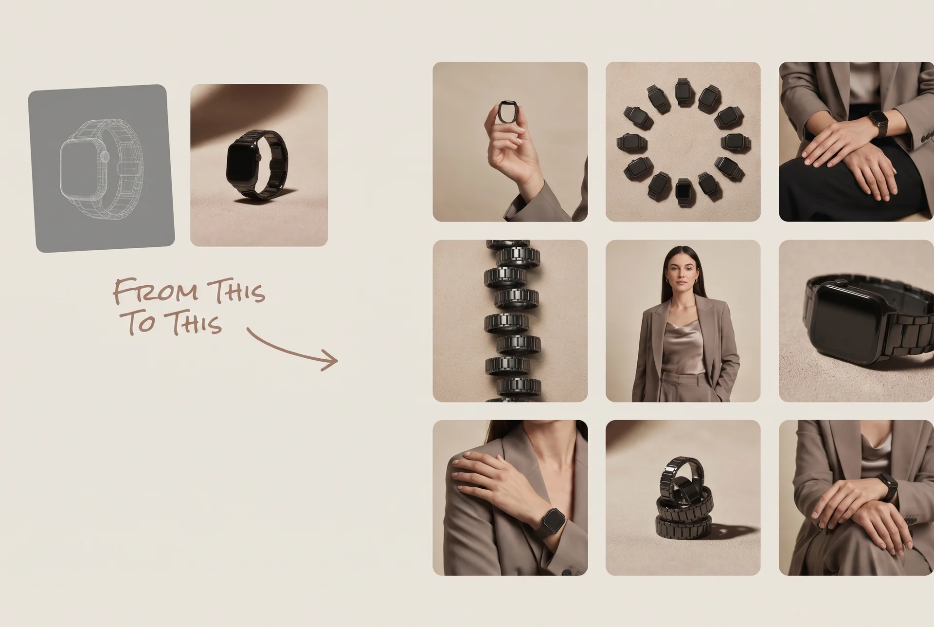 A smartwatch developed from a simple product render into a complete campaign