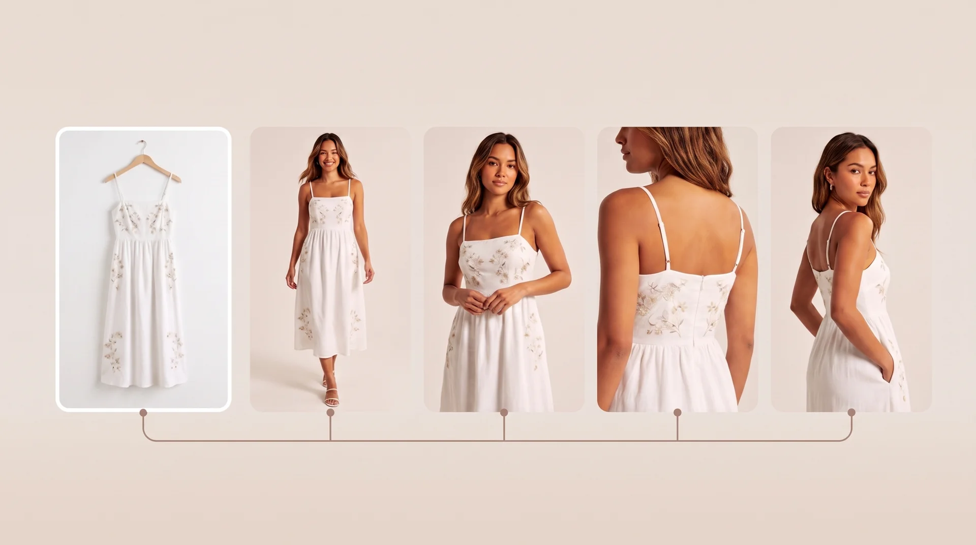 One dress developed into four realistic model images