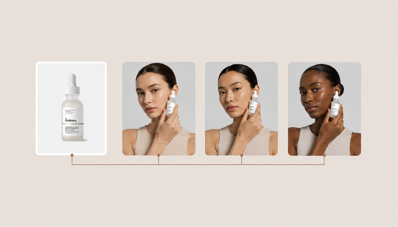 One serum bottle developed into three realistic model images