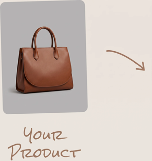 A handbag ready to be turned into a product video