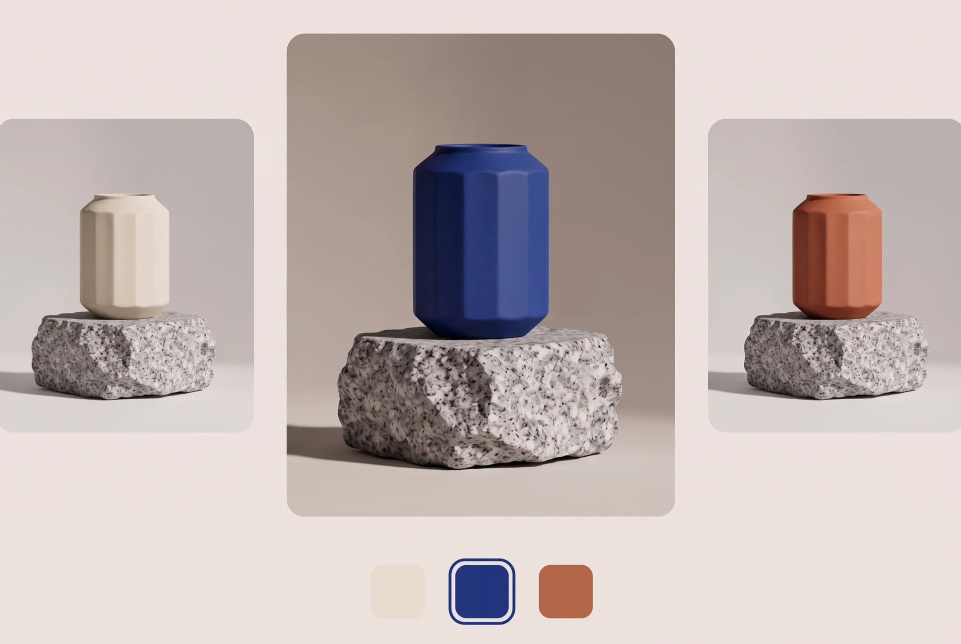 One vase shown in three color variants