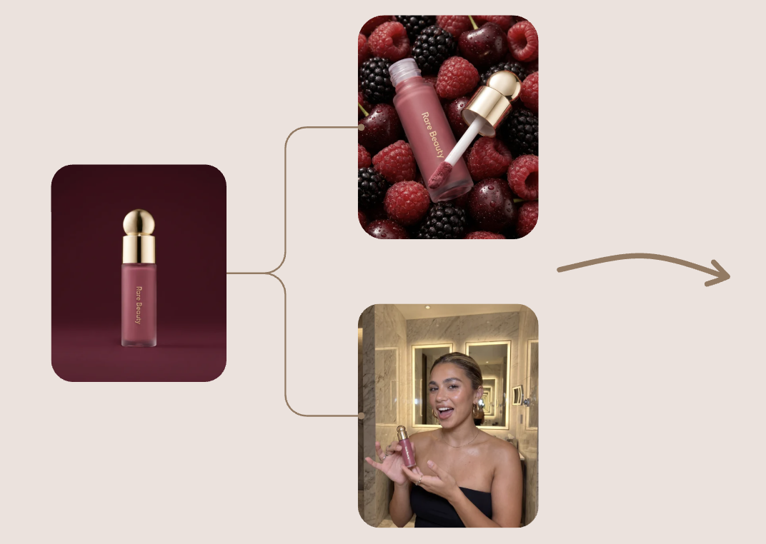 A beauty product developed into polished product and creator-led UGC visuals